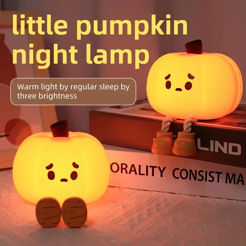 Led Lights Pumpkin Lantern Night Light LED Rechargeable USB Table Lamp Desk Room Decoration Baby Nursery Kids Birthday Gift