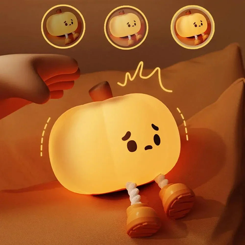 Led Lights Pumpkin Lantern Night Light LED Rechargeable USB Table Lamp Desk Room Decoration Baby Nursery Kids Birthday Gift