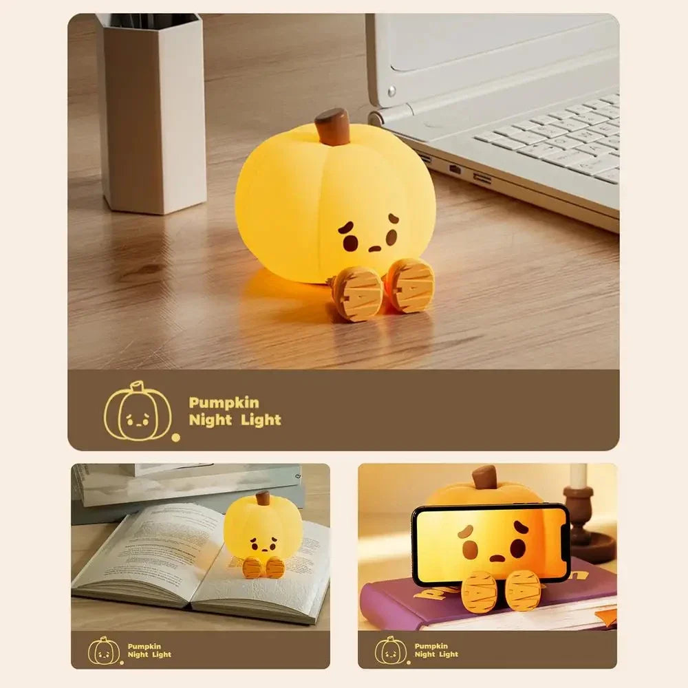Led Lights Pumpkin Lantern Night Light LED Rechargeable USB Table Lamp Desk Room Decoration Baby Nursery Kids Birthday Gift