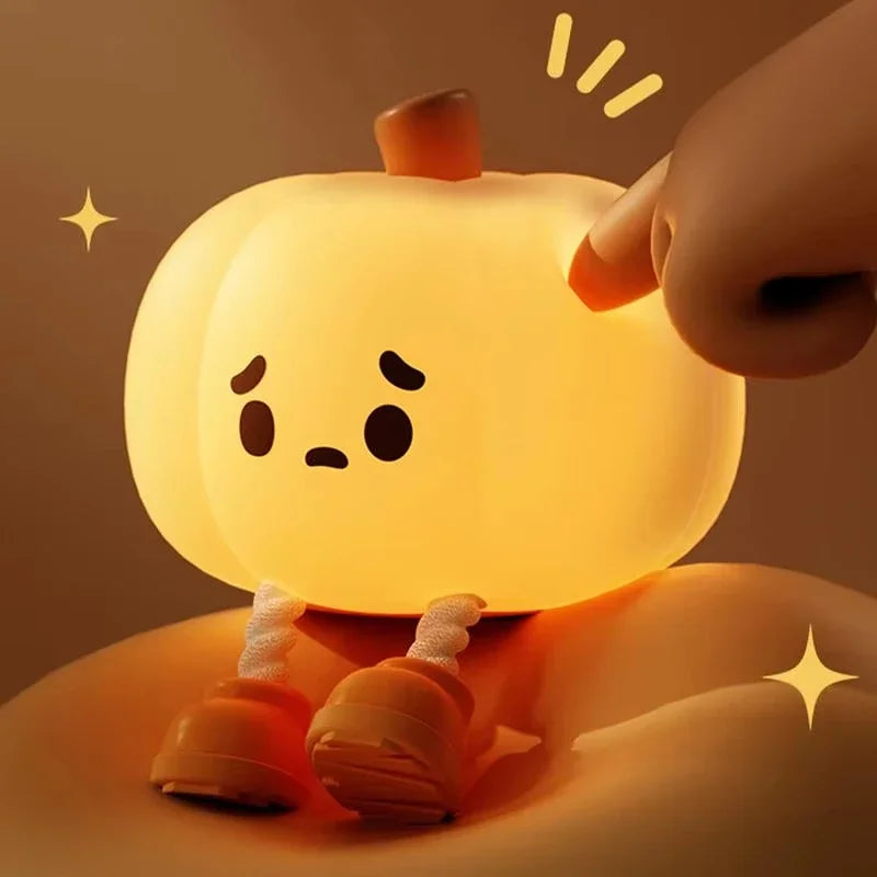 Led Lights Pumpkin Lantern Night Light LED Rechargeable USB Table Lamp Desk Room Decoration Baby Nursery Kids Birthday Gift